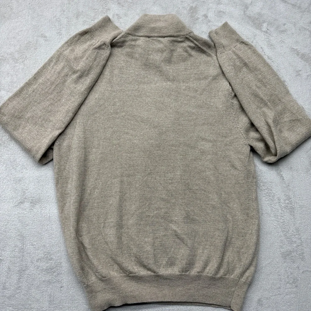 Jos. A. Bank Sweater Men Medium Tan Quarter Zip Merino Wool Signature Collection